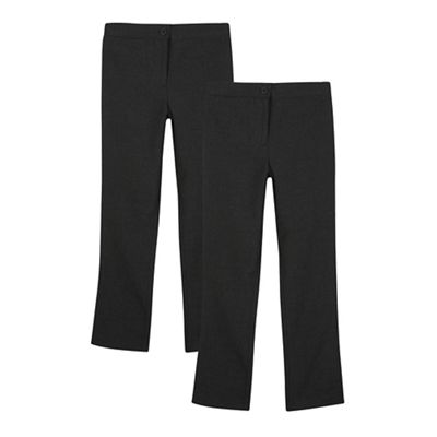 Pack of two girls' grey bootcut trousers
